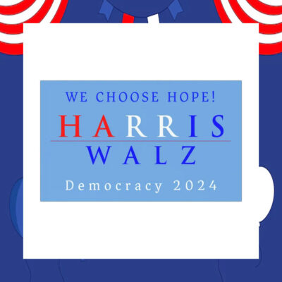 We Choose Hope Harris Walz Democracy 2024 Car Magnet