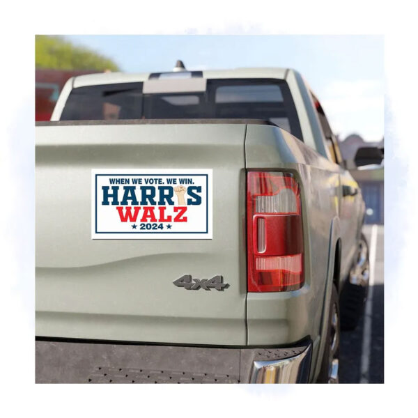 When We Vote. We Win Harris Walz 24 Car Magnets