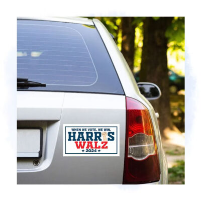 When We Vote. We Win Harris Walz 24 Car Magnets