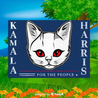 White Cat Kamala Harris For The People Yard Sign