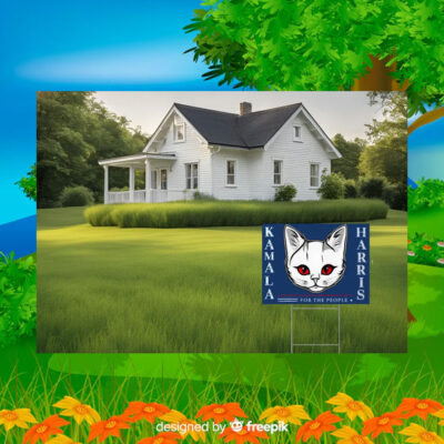 White Cat Kamala Harris For The People Yard Sign
