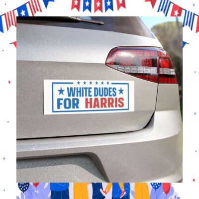White Dudes For Harris 24 Car Magnet