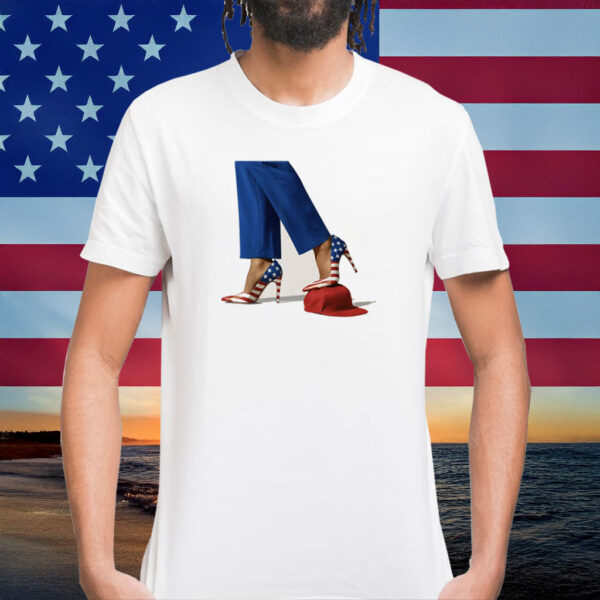 Kamala Harris With High Heels Stepping On Red Hat Shirt